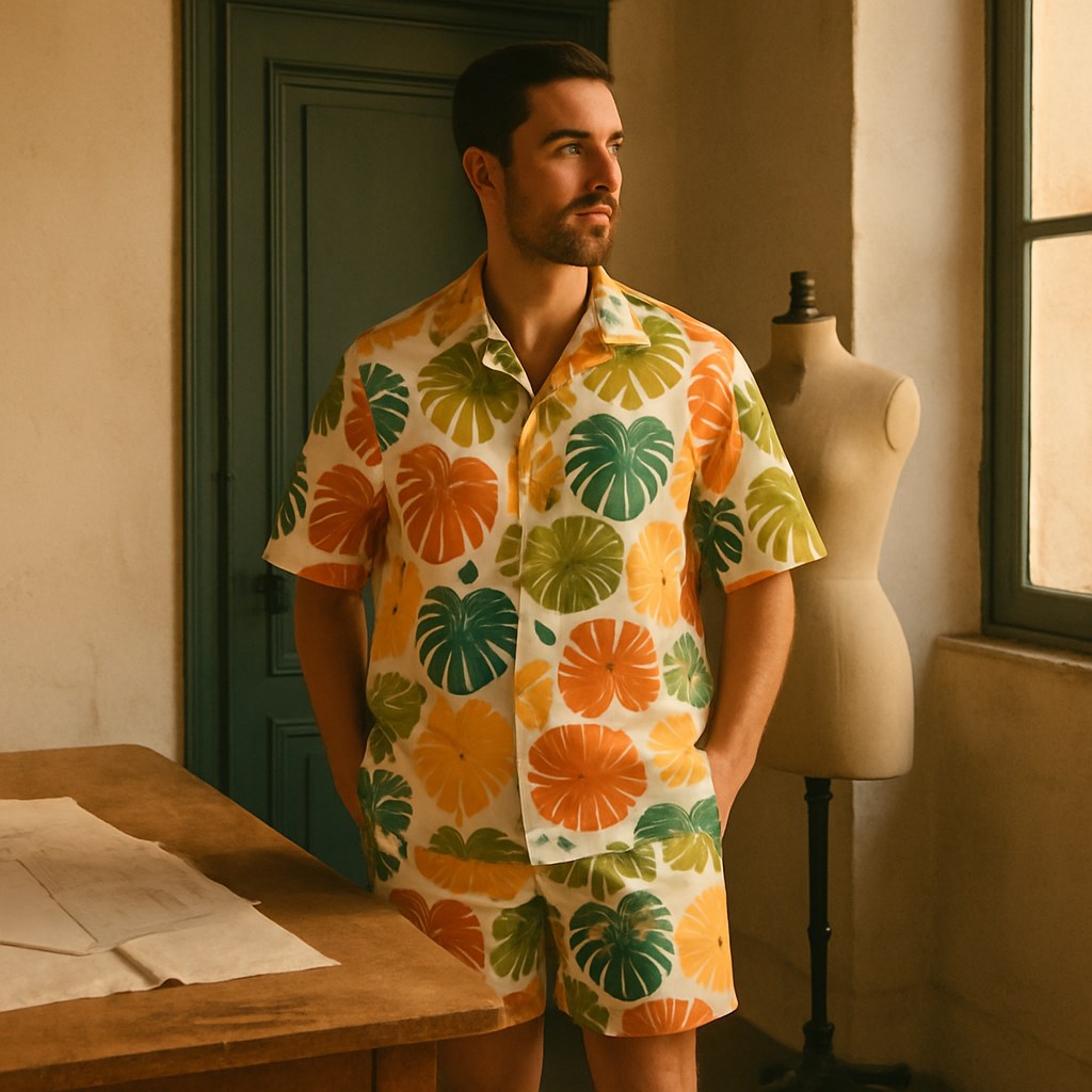 Bermuda Coton photographié dans l'atelier Verso Paris · atelier Verso · d'après produit · porté homme