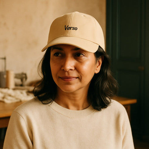 Casquette photographié dans l'atelier Verso Paris · atelier Verso · d'après produit · porté femme