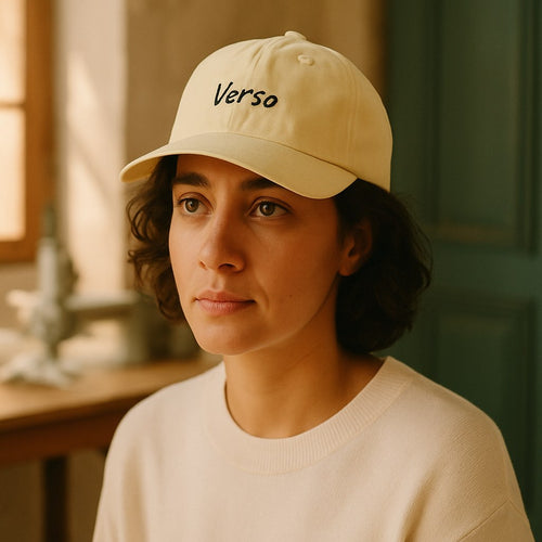 Casquette Pastel photographié dans l'atelier Verso Paris · atelier Verso · d'après produit · porté femme