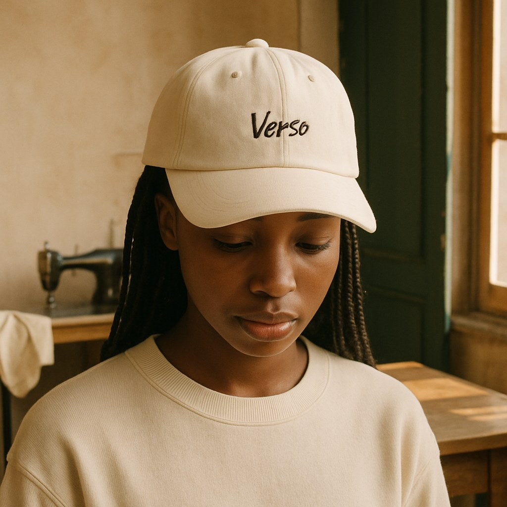 Dad Hat photographié dans l'atelier Verso Paris · atelier Verso · d'après produit · porté femme