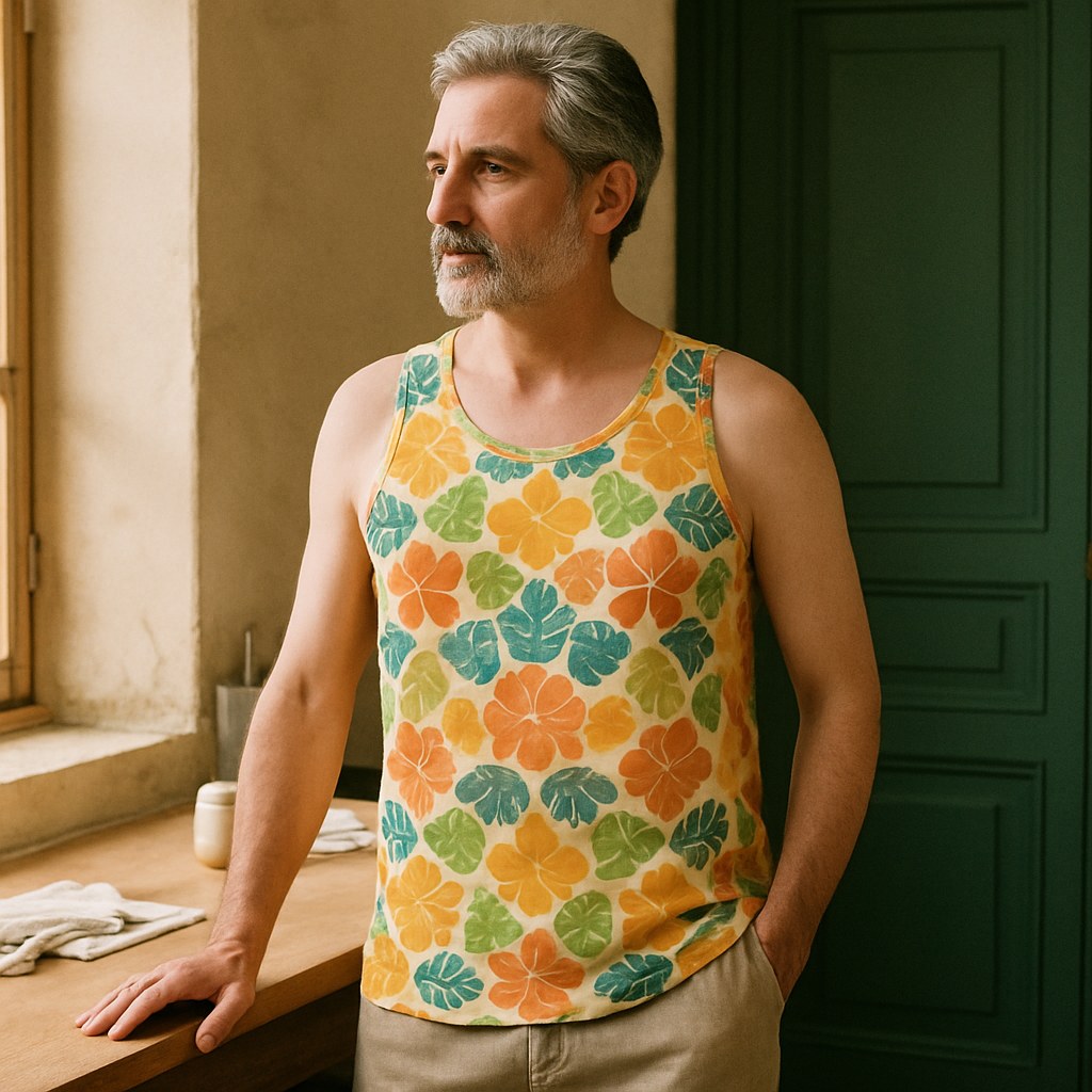Débardeur Homme photographié dans l'atelier Verso Paris · atelier Verso · d'après produit · porté homme