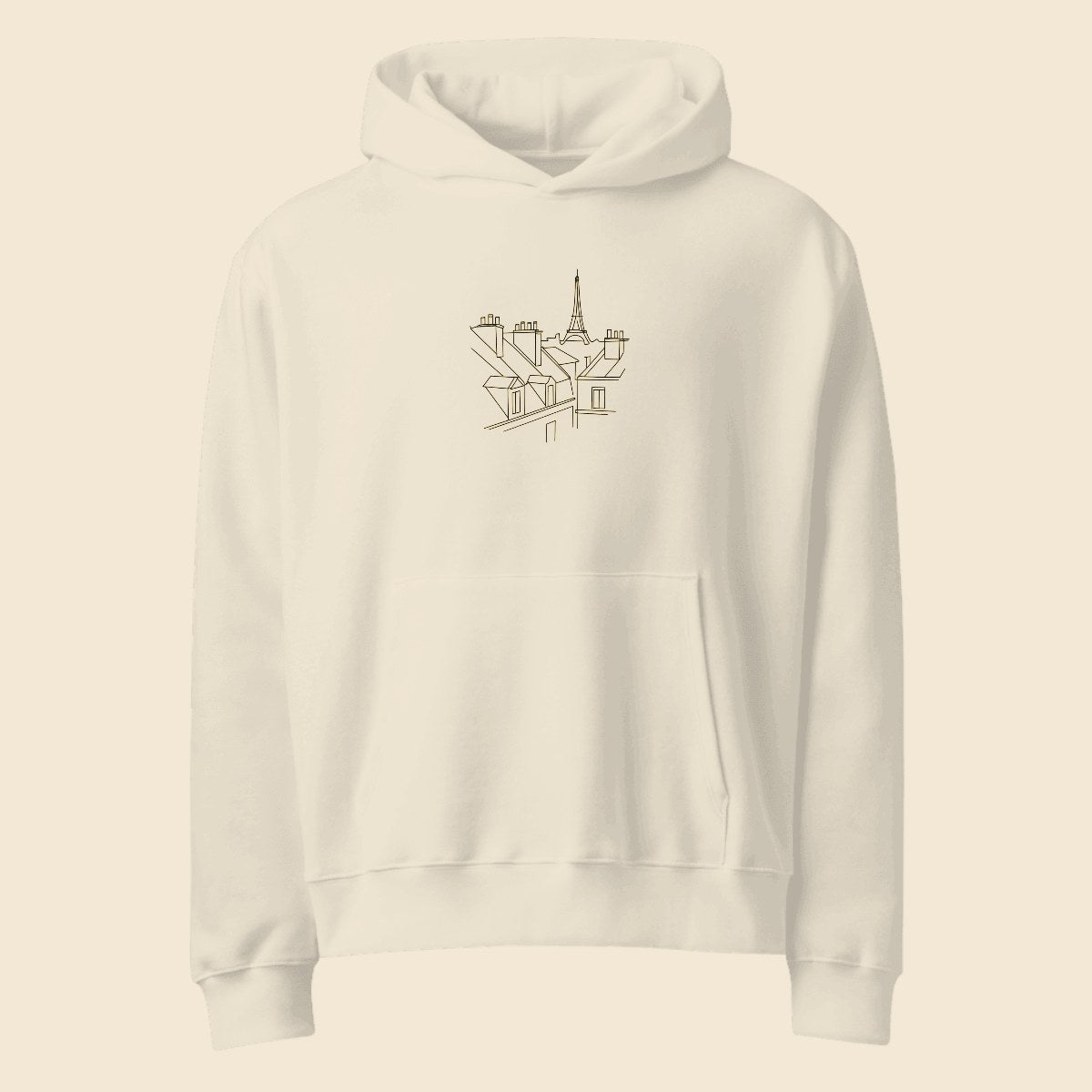Hoodie Oversize Heavyweight personnalisé avec une illustration créée par l’IA, Verso Paris · exemple illustration IA