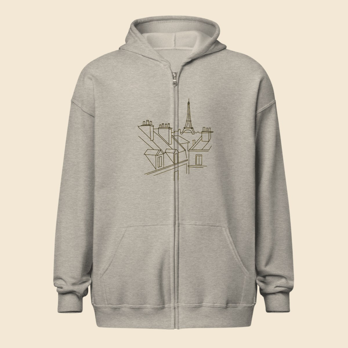Hoodie Zippé personnalisé avec une illustration créée par l’IA, Verso Paris · exemple illustration IA