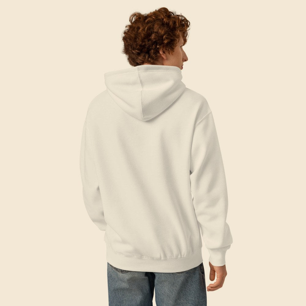Hoodie Box Homme porté par un homme, Verso Paris · mannequin homme · dos