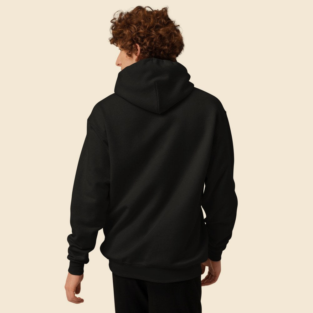 Hoodie Powerblend porté par un homme, Verso Paris · mannequin homme · dos