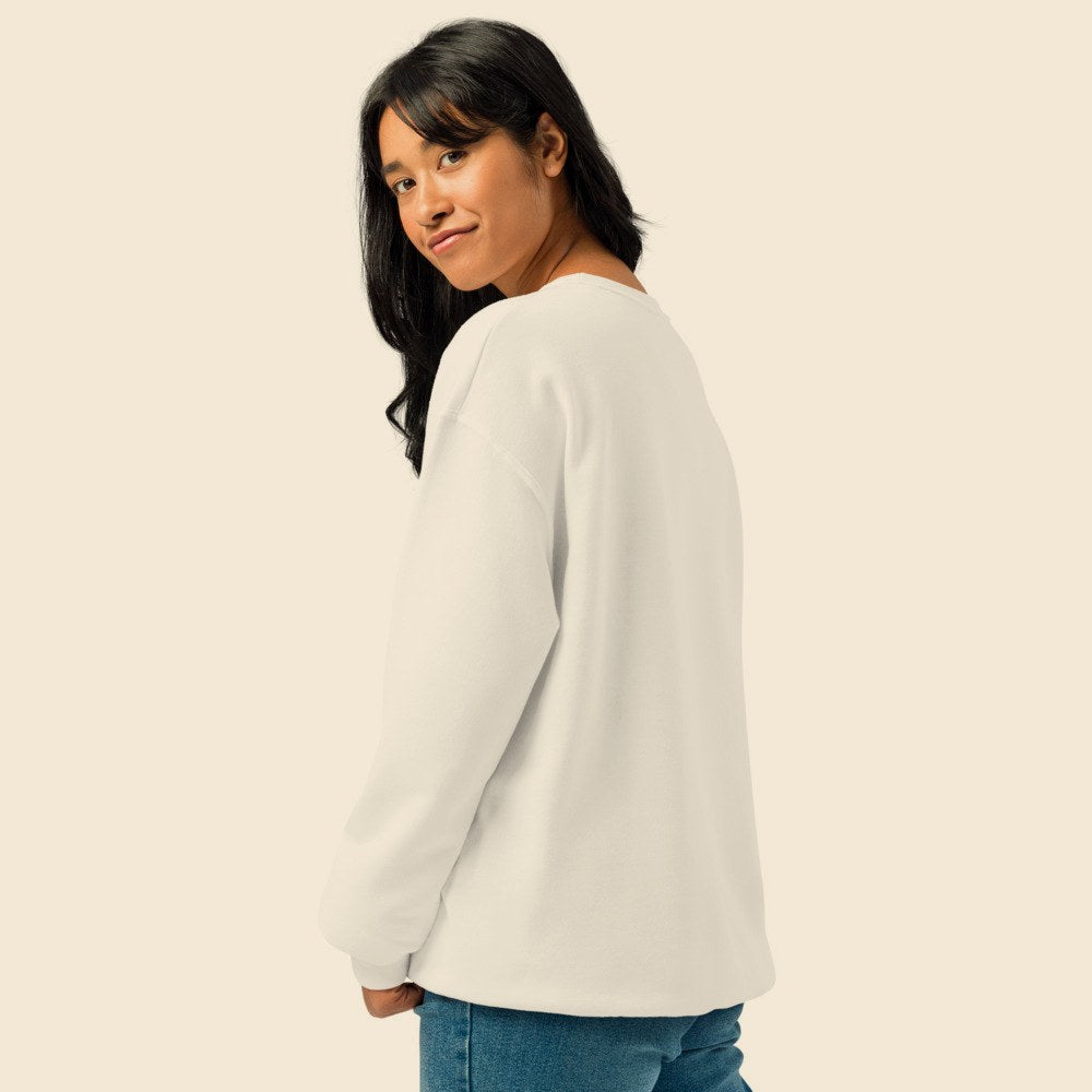 Sweatshirt Col Rond Jerzees 562MR porté par une femme, Verso Paris · mannequin femme · dos