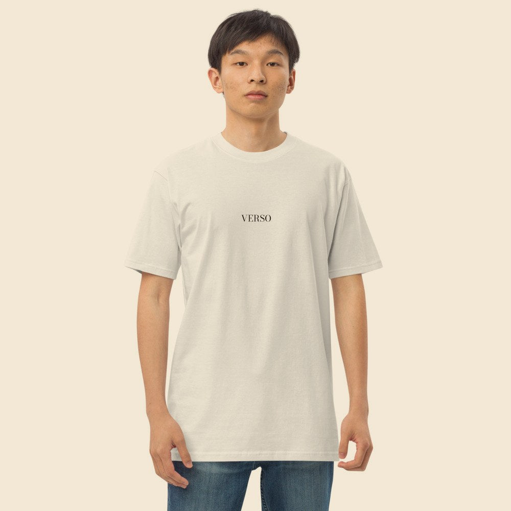 Tee Jersey Col Rond Cotton Heritage MC1086 porté par un homme, Verso Paris · mannequin homme