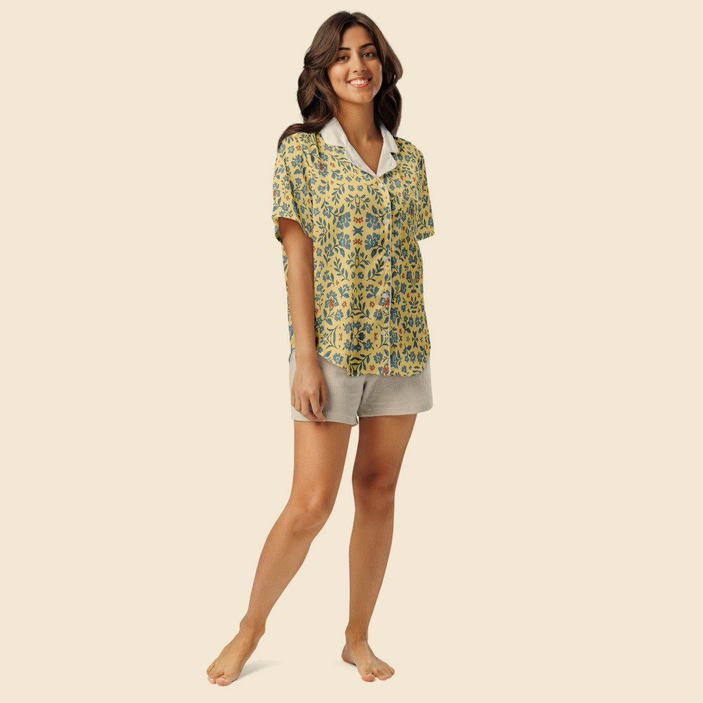 Haut de Pyjama Manches Courtes porté, Verso Paris · mannequin femme