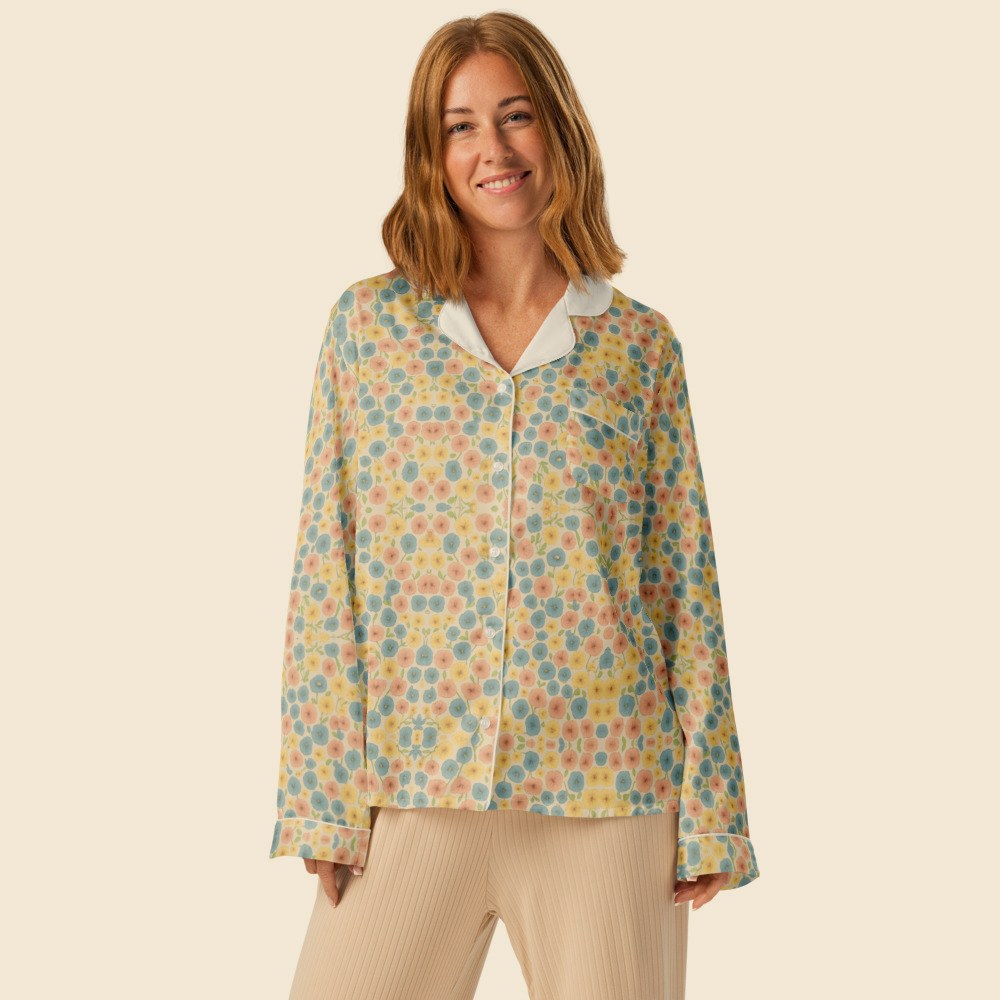 Haut de Pyjama Manches Longues porté, Verso Paris · mannequin femme