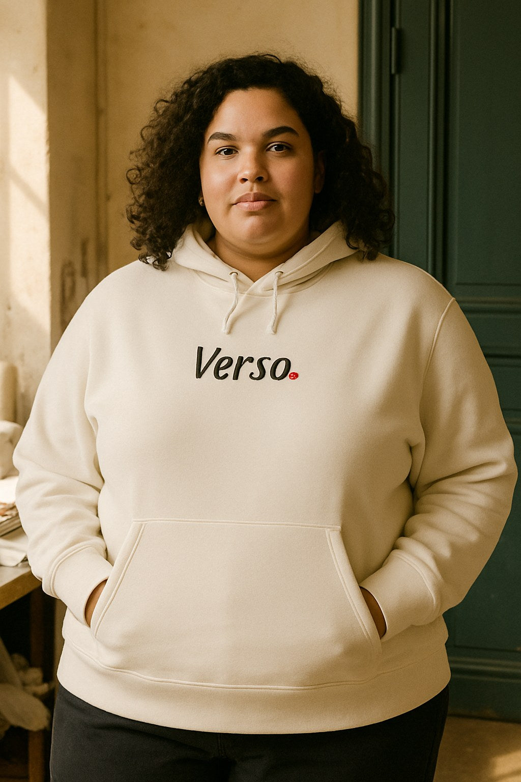 Hoodie Cruiser 2.0 porté en grande taille, Verso Paris · mannequin grande taille femme