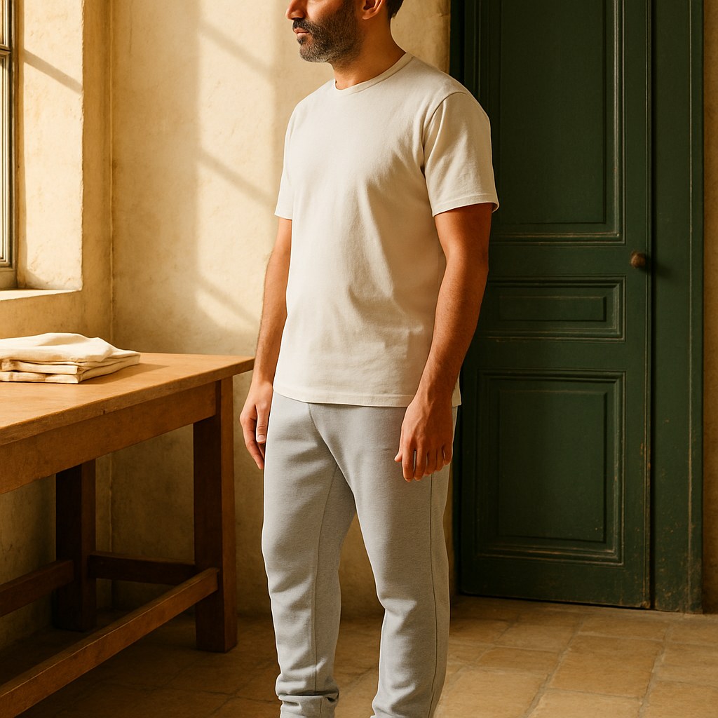 Joggers Taperés photographié dans l'atelier Verso Paris · atelier Verso · d'après produit · porté homme