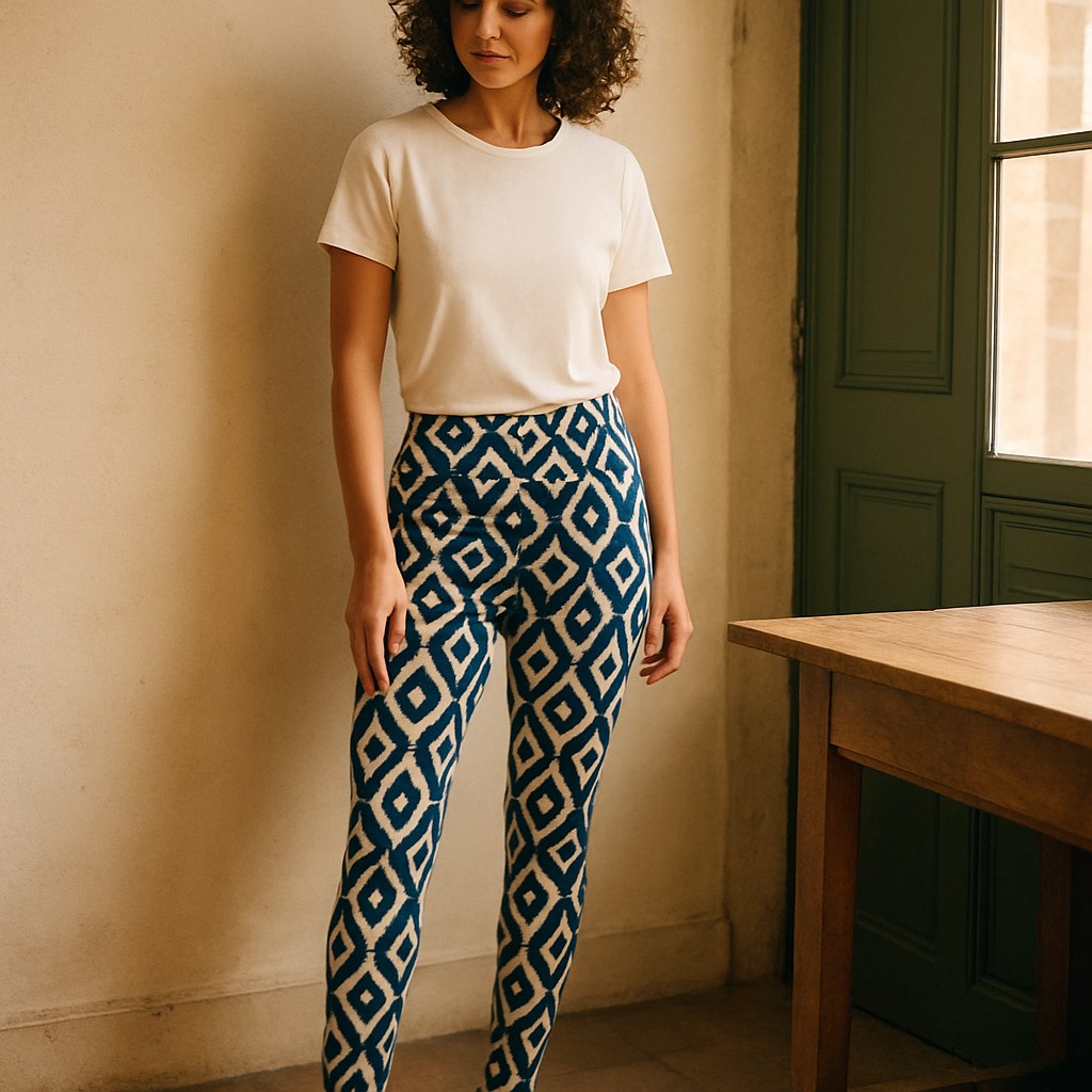 Leggings Croisés à Poches photographié dans l'atelier Verso Paris · atelier Verso · d'après produit · porté femme