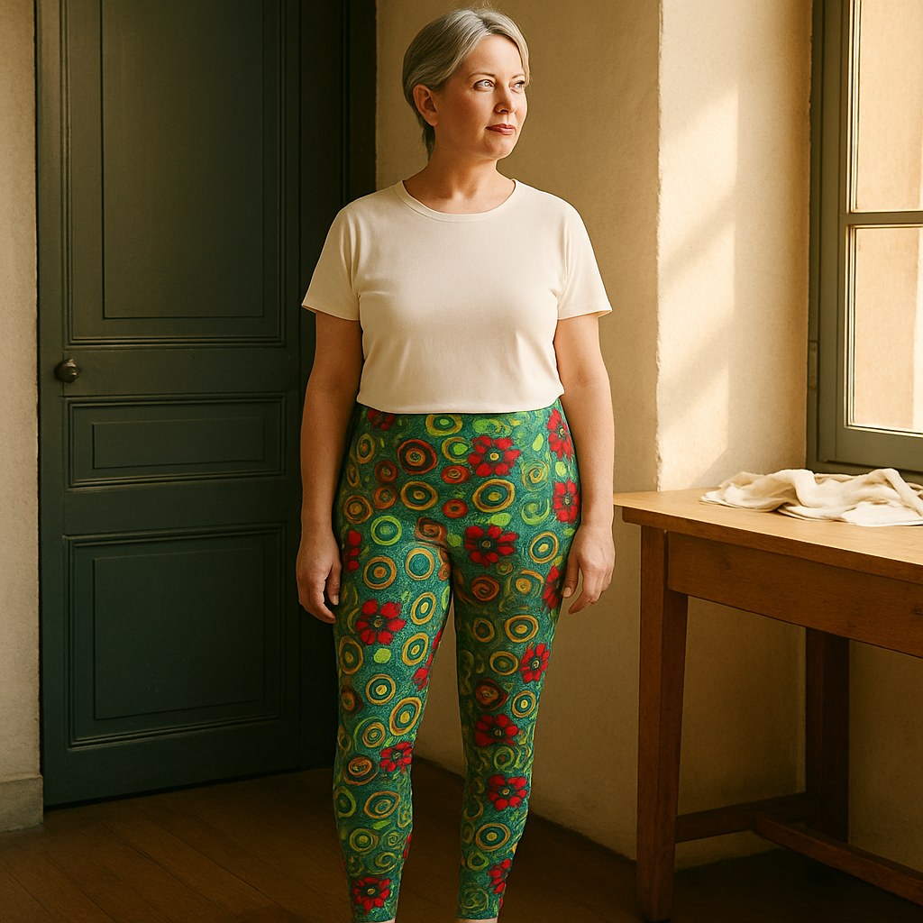 Leggings Grandes Tailles photographié dans l'atelier Verso Paris · atelier Verso · d'après produit · porté femme
