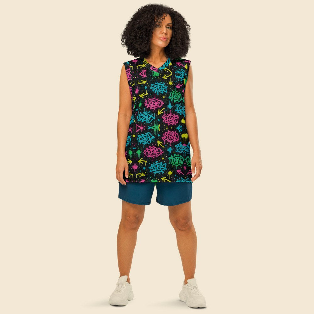 Maillot de Basket Premium porté, Verso Paris · mannequin femme
