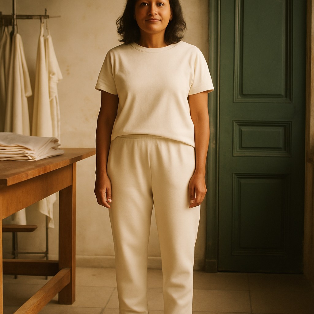 Pantalon Fleece photographié dans l'atelier Verso Paris · atelier Verso · d'après produit · porté femme