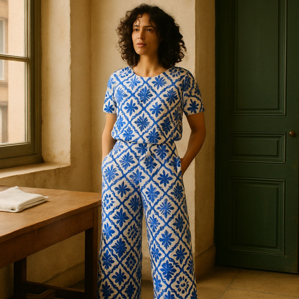 Pantalon Large photographié dans l'atelier Verso Paris · atelier Verso · d'après produit · porté femme