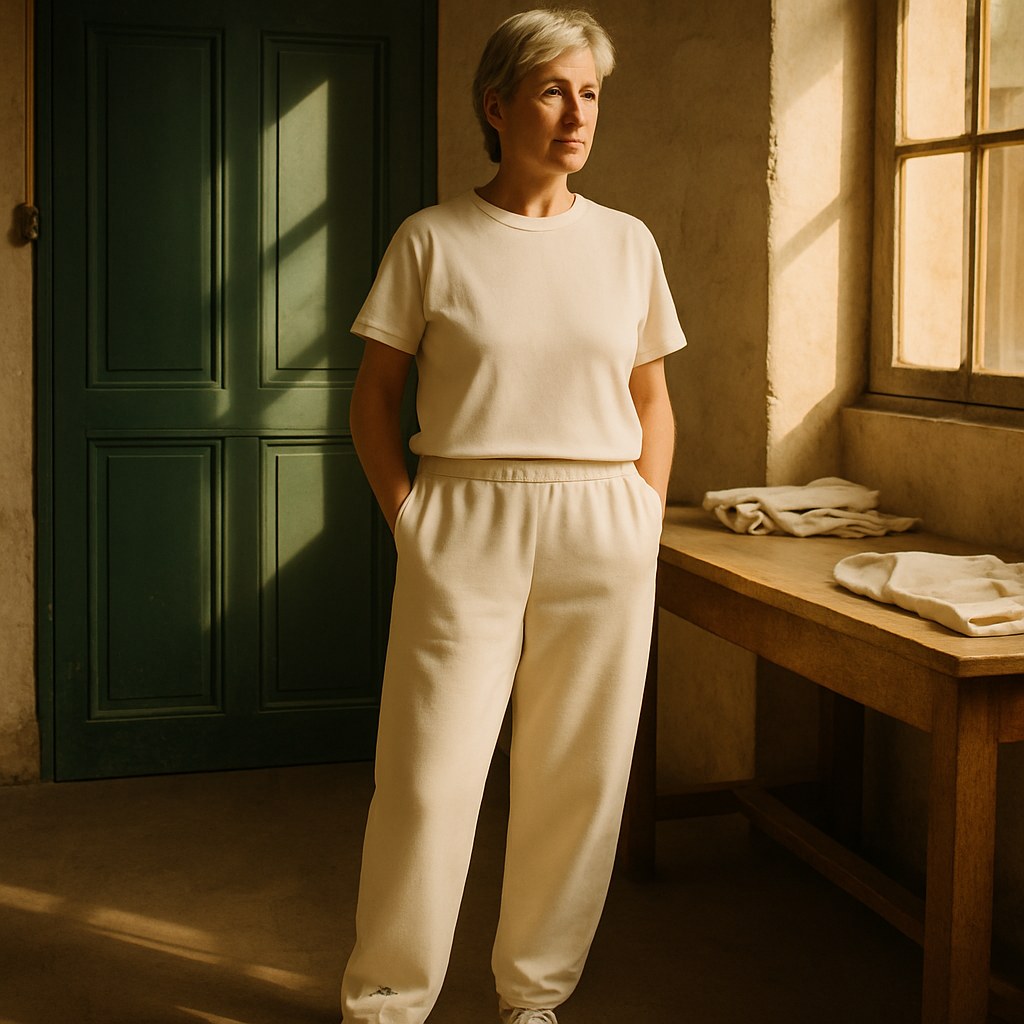 Pantalon Sweat Heavy photographié dans l'atelier Verso Paris · atelier Verso · d'après produit · porté femme