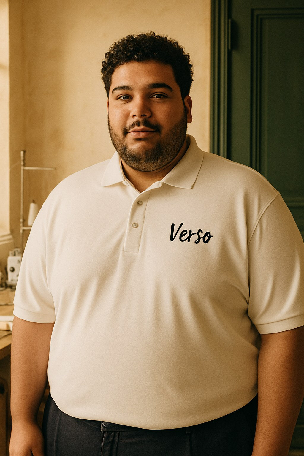 Polo Homme Premium porté en grande taille, Verso Paris · mannequin grande taille homme
