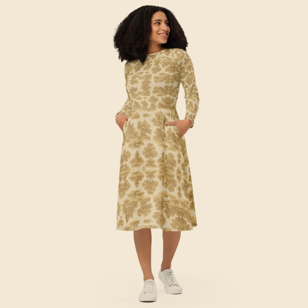 Robe Midi Manches Longues porté, Verso Paris · mannequin femme