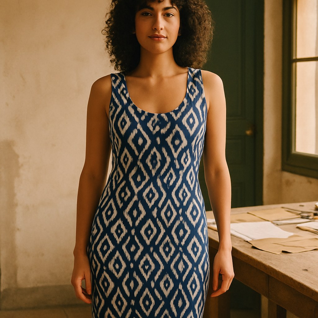 Robe Moulante Coton photographié dans l'atelier Verso Paris · atelier Verso · d'après produit · porté femme