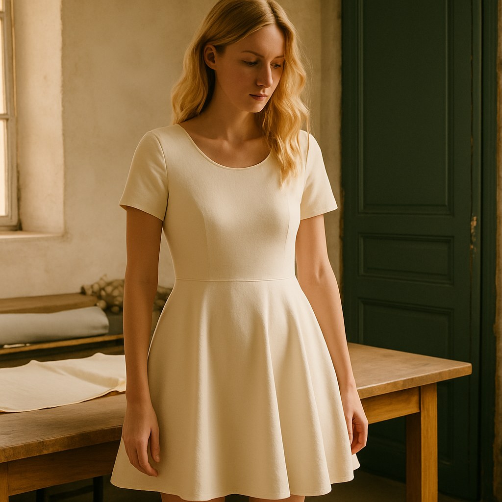 Robe Patineuse Coton photographié dans l'atelier Verso Paris · atelier Verso · d'après produit · porté femme
