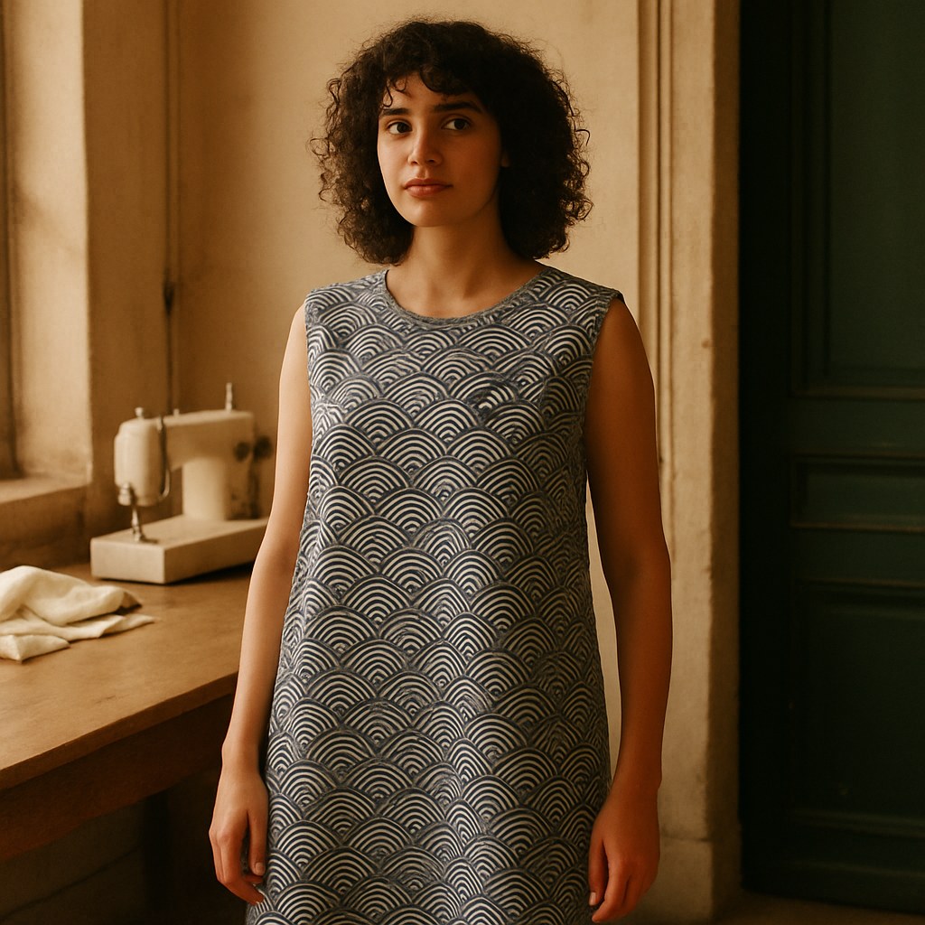 Robe T-shirt Coton photographié dans l'atelier Verso Paris · atelier Verso · d'après produit · porté femme