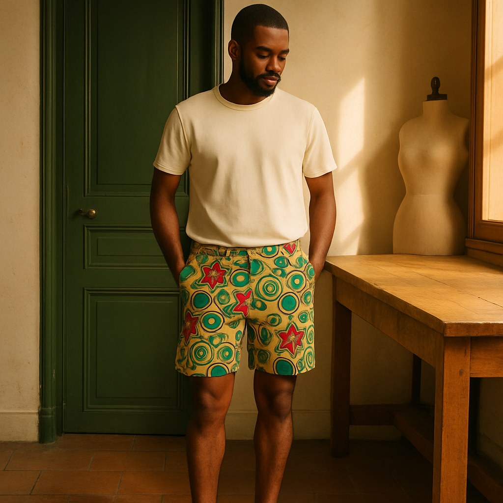 Short Coton photographié dans l'atelier Verso Paris · atelier Verso · d'après produit · porté homme