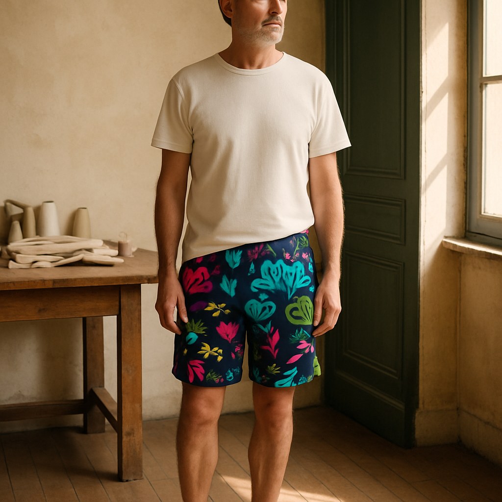 Short Mesh photographié dans l'atelier Verso Paris · atelier Verso · d'après produit · porté homme