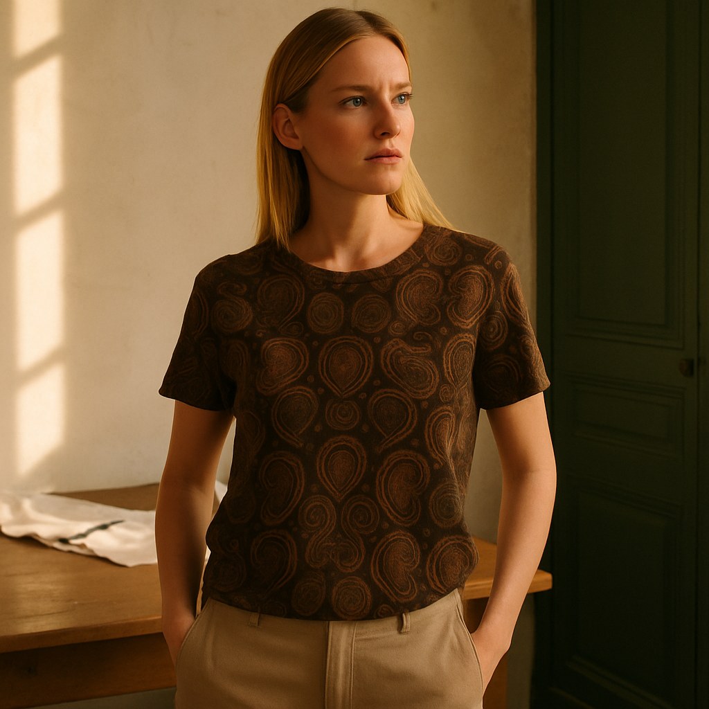 Tee Femme photographié dans l'atelier Verso Paris · atelier Verso · d'après produit · porté femme