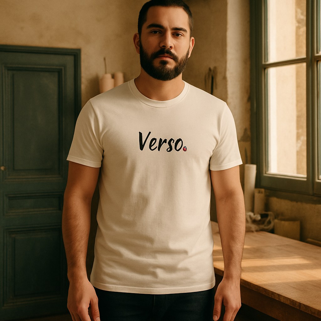 Tee Jersey Ajusté photographié dans l'atelier Verso Paris · atelier Verso · d'après produit · porté homme