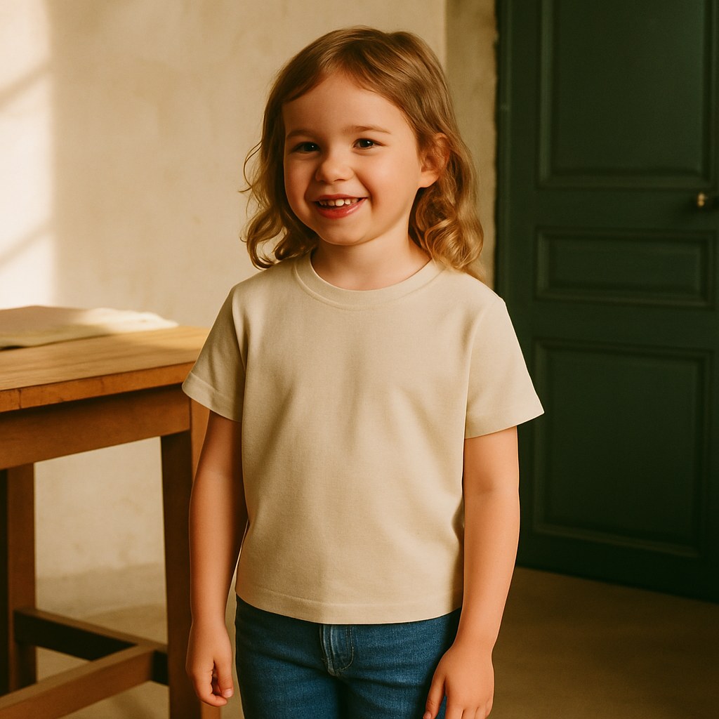 Tee Junior photographié dans l'atelier Verso Paris · atelier Verso · d'après produit · porté enfant
