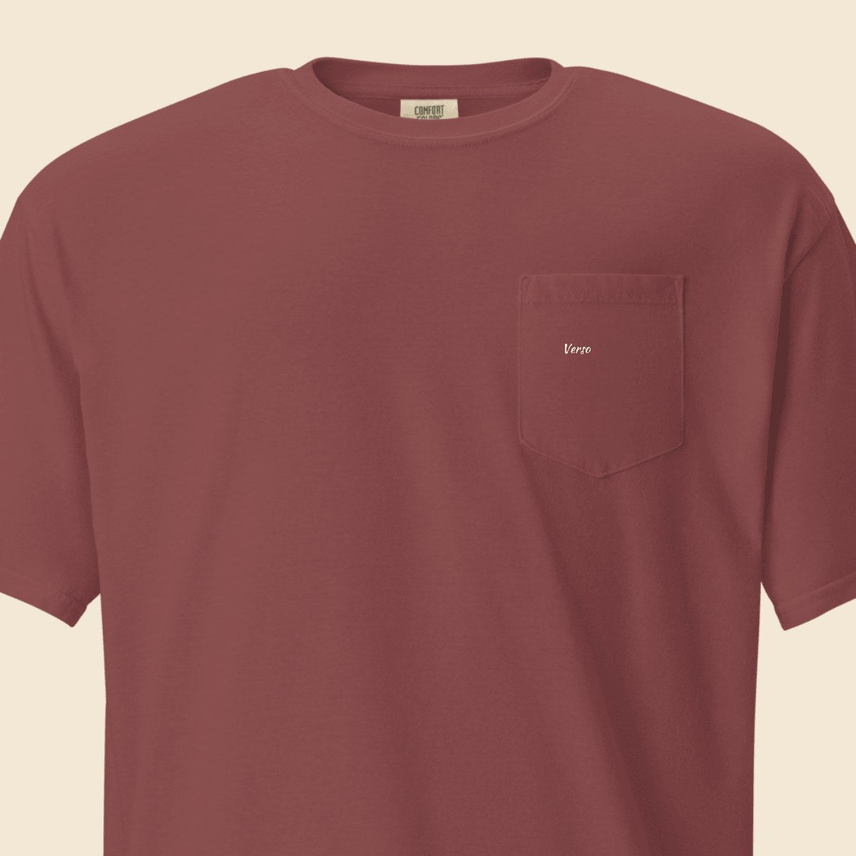 Tee Jersey Poche personnalisable, coloris Brique, Verso Paris · exemple Brique · logo Verso