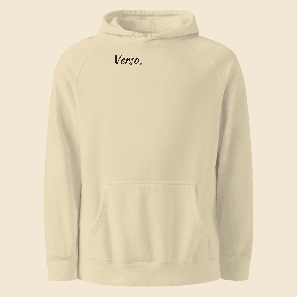 Hoodie Kangourou personnalisable, coloris Écru, Verso Paris · exemple Écru · logo Verso