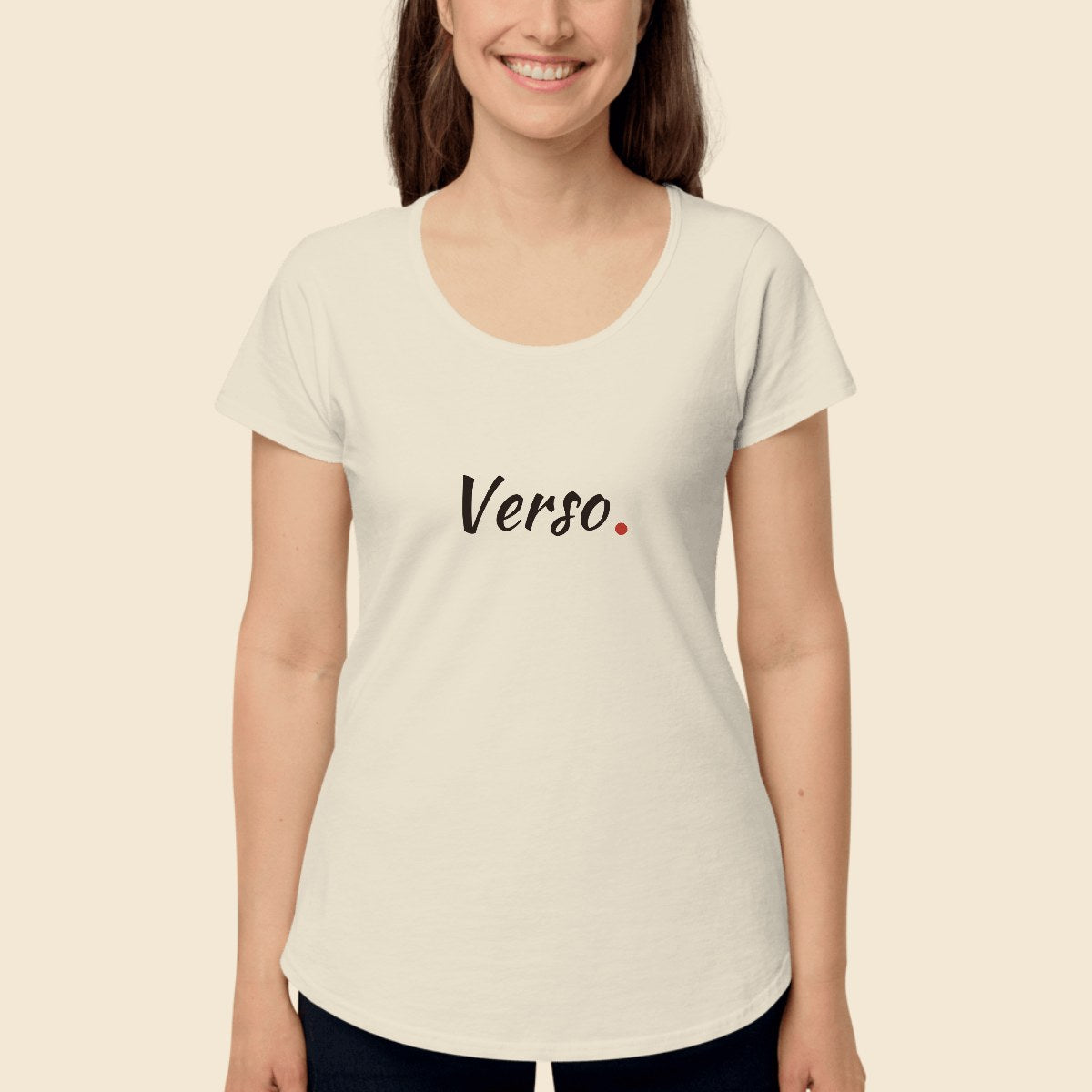 Tee Jersey Col Rond AS Colour 4008 personnalisable, coloris Blanc, Verso Paris · exemple Blanc · logo Verso