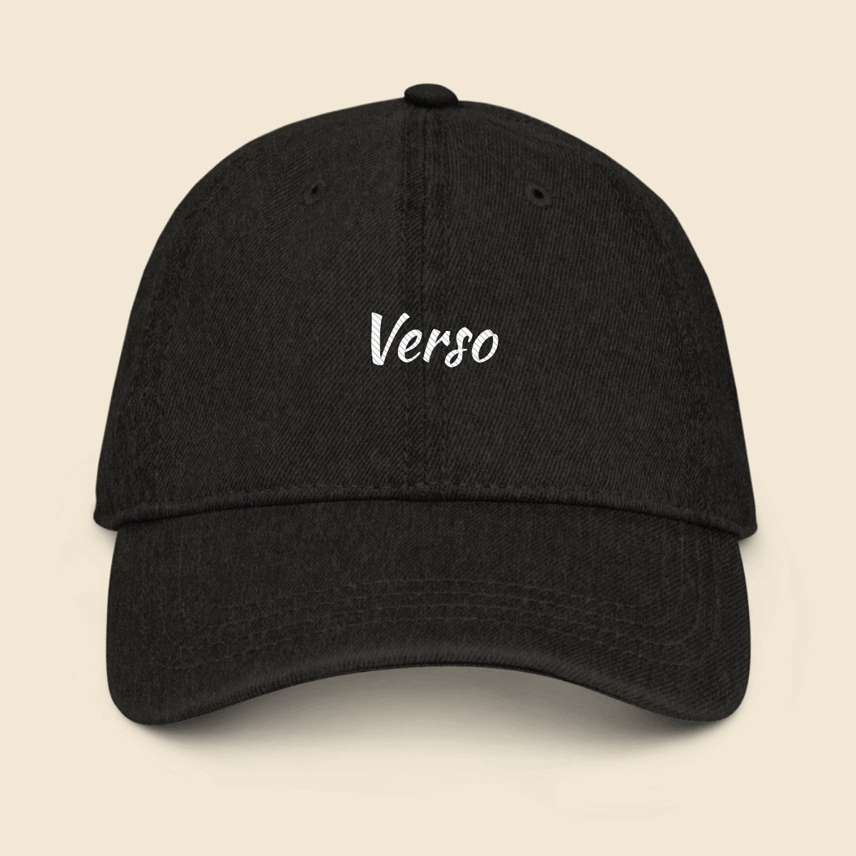 Casquette Denim personnalisable, coloris Noir, Verso Paris · exemple Noir · logo Verso