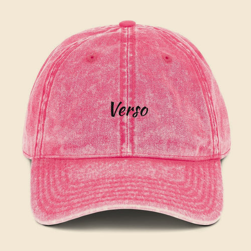 Casquette Vintage personnalisable, coloris Rose, Verso Paris · exemple Rose · logo Verso