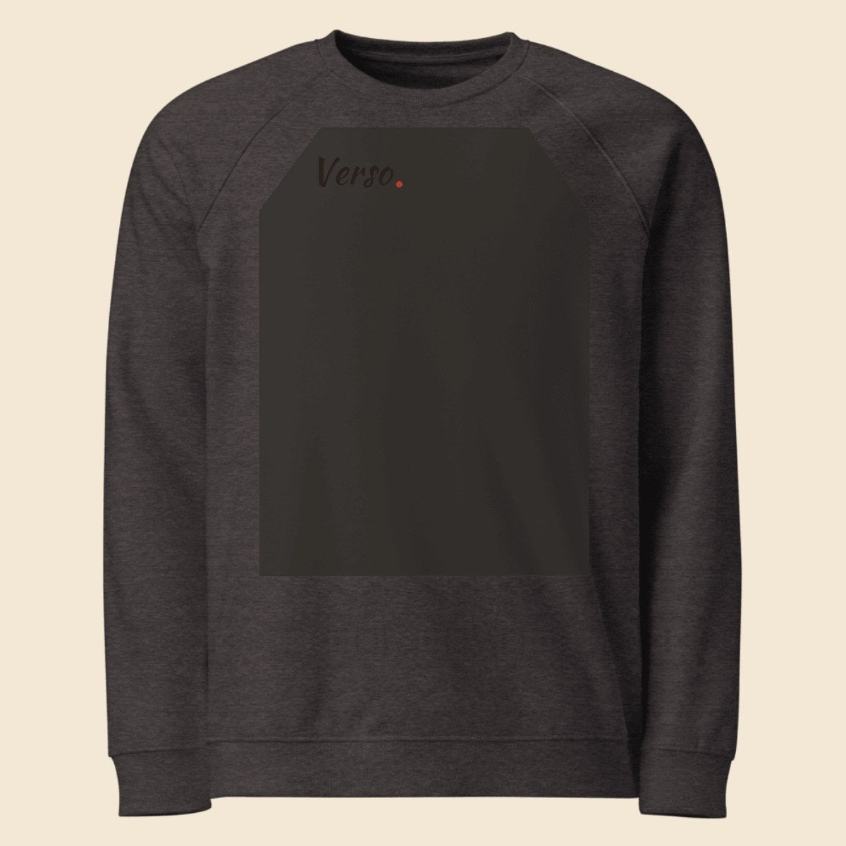 sweatshirt-raglan-bio-studio · exemple Anthracite Melange · logo Verso