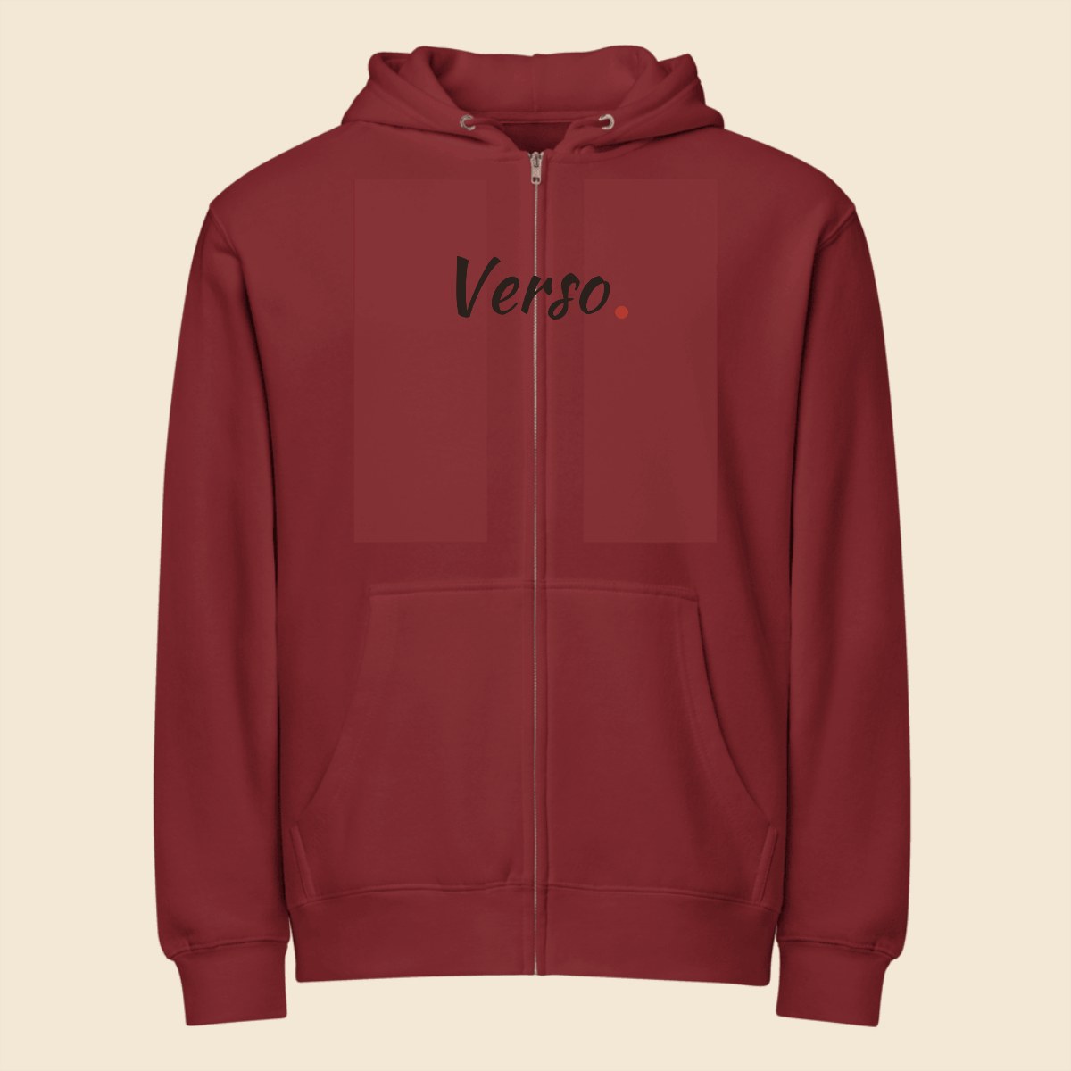 hoodie-zippe-premium-studio · exemple Burgundy · logo Verso