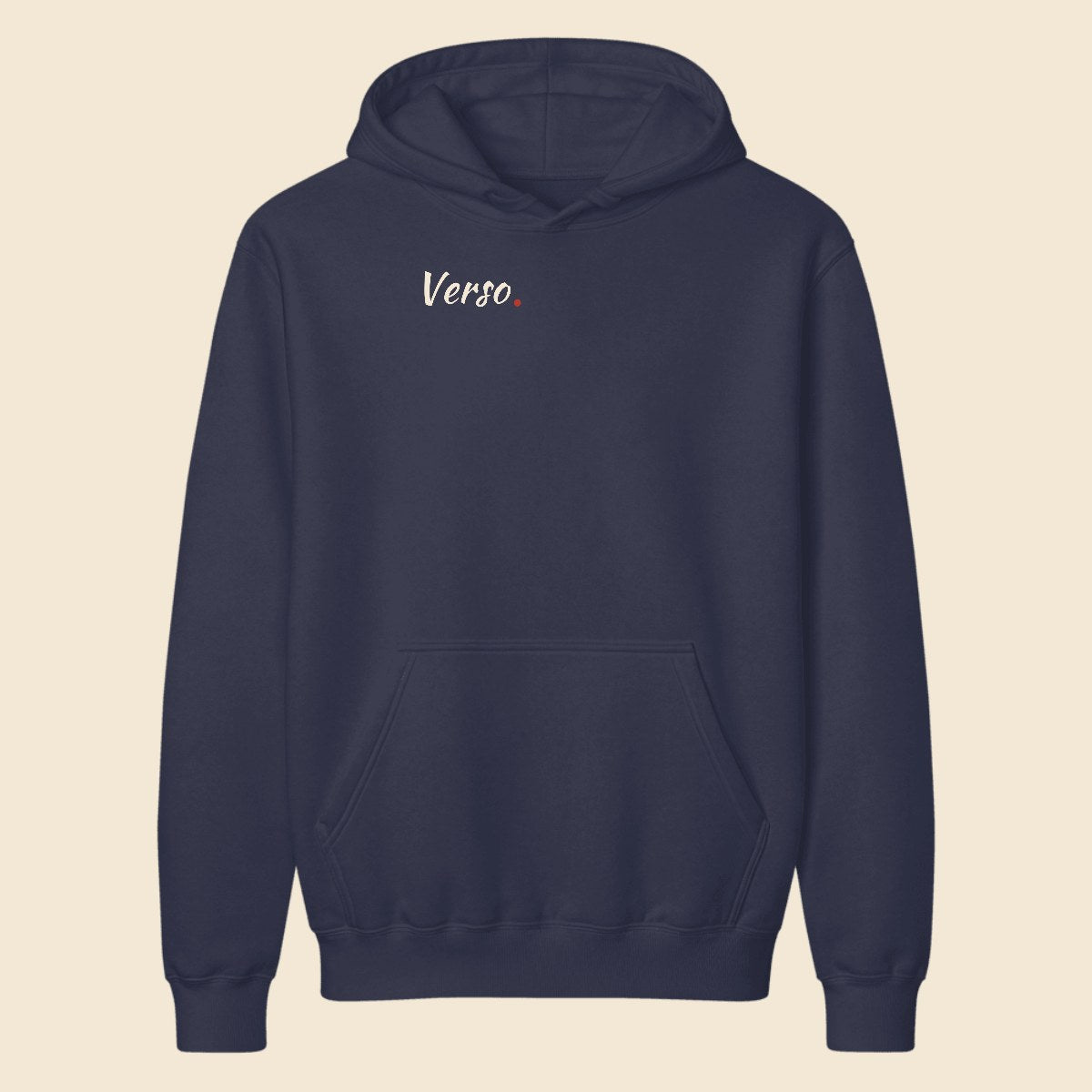 Hoodie Classique personnalisable, coloris Marine, Verso Paris · exemple Marine · logo Verso