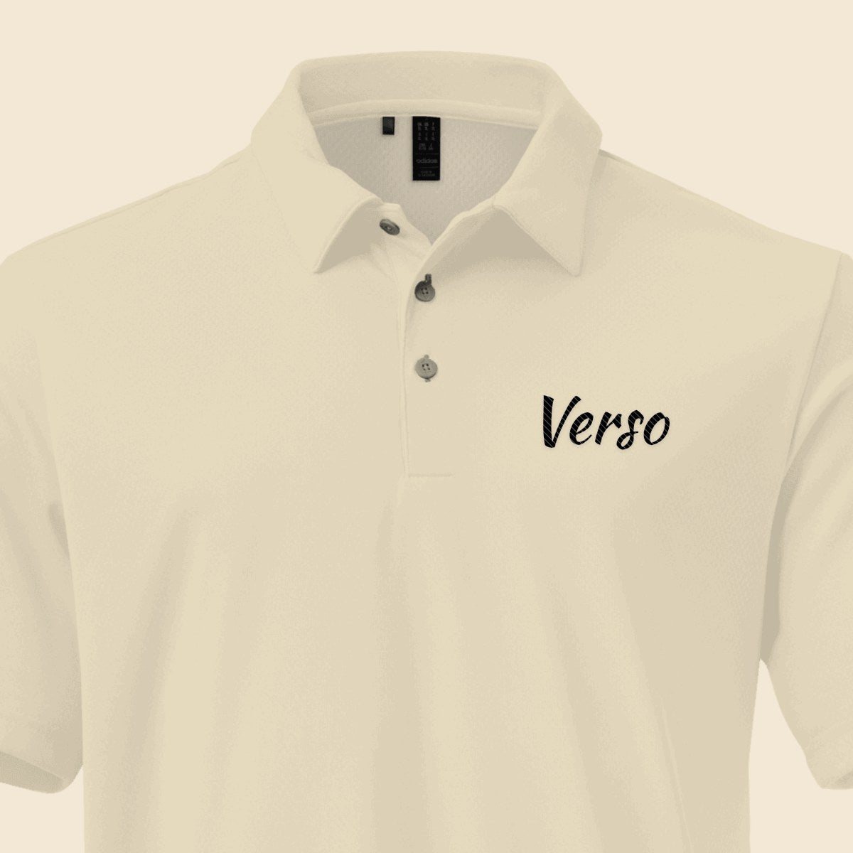 Polo Adidas Chiné personnalisable, coloris Gris One chiné, Verso Paris · exemple Gris One chiné · logo Verso