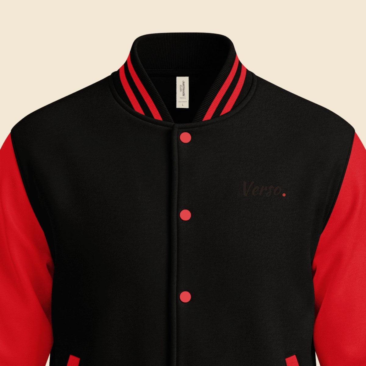 Veste Universitaire personnalisable, coloris Fire rouge, Verso Paris · exemple Fire rouge · logo Verso