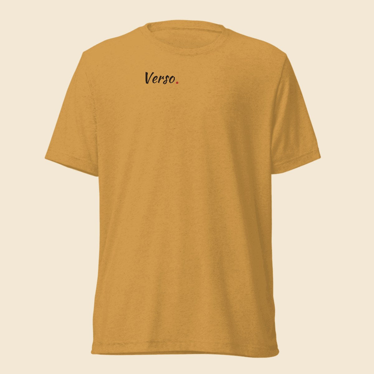 triblend-tee-studio · exemple Moutarde chiné · logo Verso