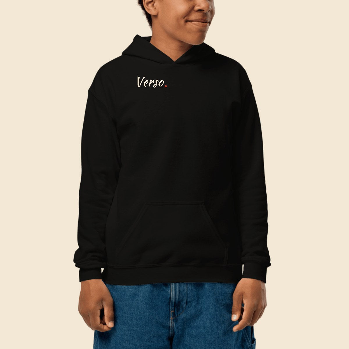 youth-hoodie-studio · exemple Noir · logo Verso