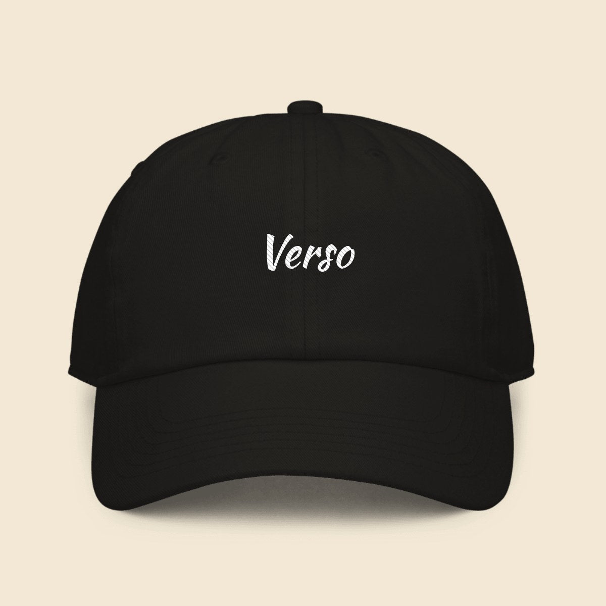 Casquette Baseball Ajustée personnalisable, coloris Noir, Verso Paris · exemple Noir · logo Verso