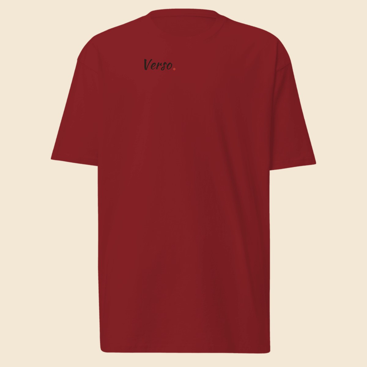 Tee Jersey Col Rond Cotton Heritage MC1086 personnalisable, coloris Brick rouge, Verso Paris · exemple Brick rouge · logo Verso