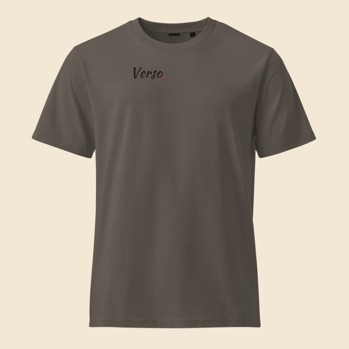 Tee Jersey Vintage personnalisable, coloris G. Dyed anthracite, Verso Paris · exemple G. Dyed anthracite · logo Verso