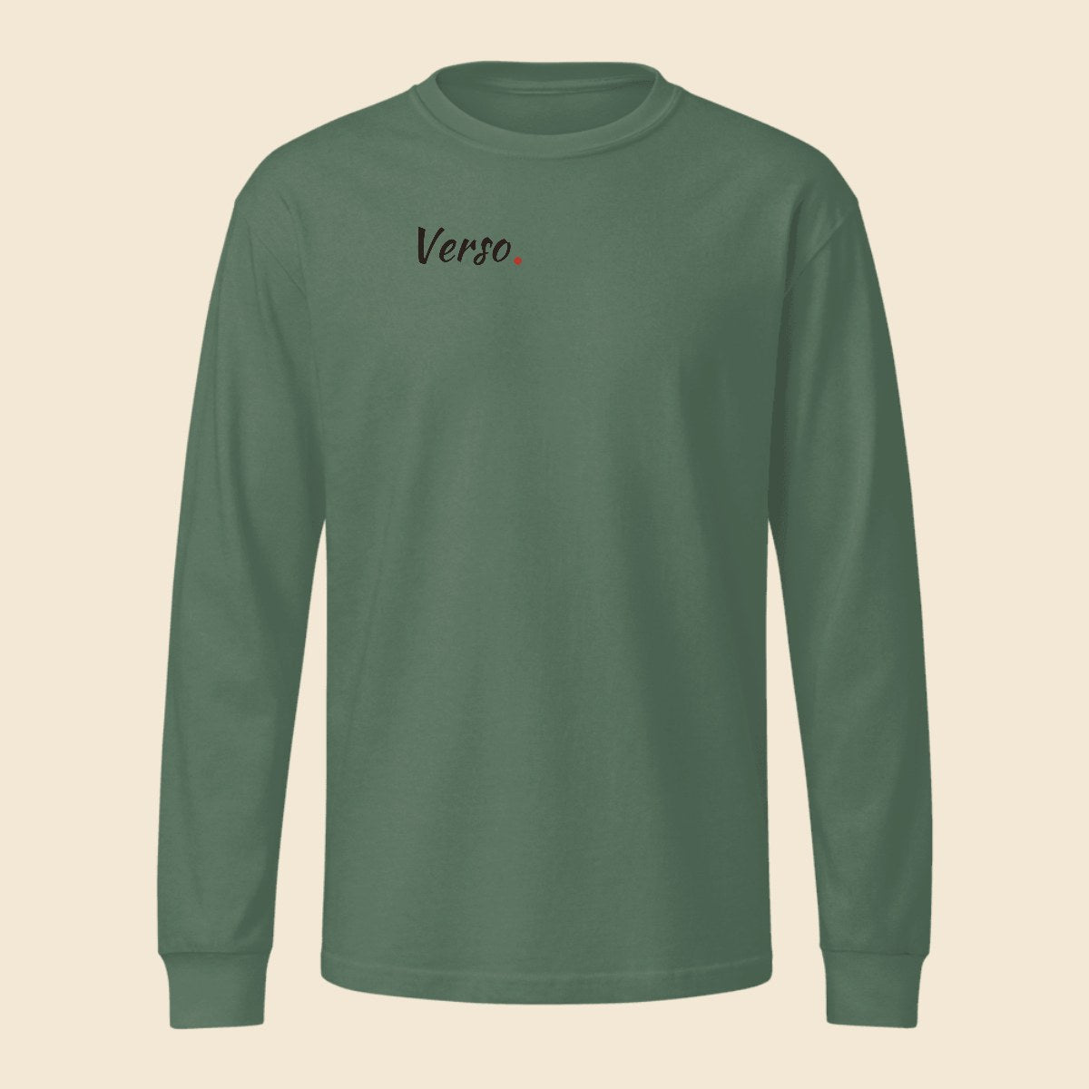 Tee Manches Longues Garment Dye personnalisable, coloris Pin délavé, Verso Paris · exemple Pin délavé · logo Verso