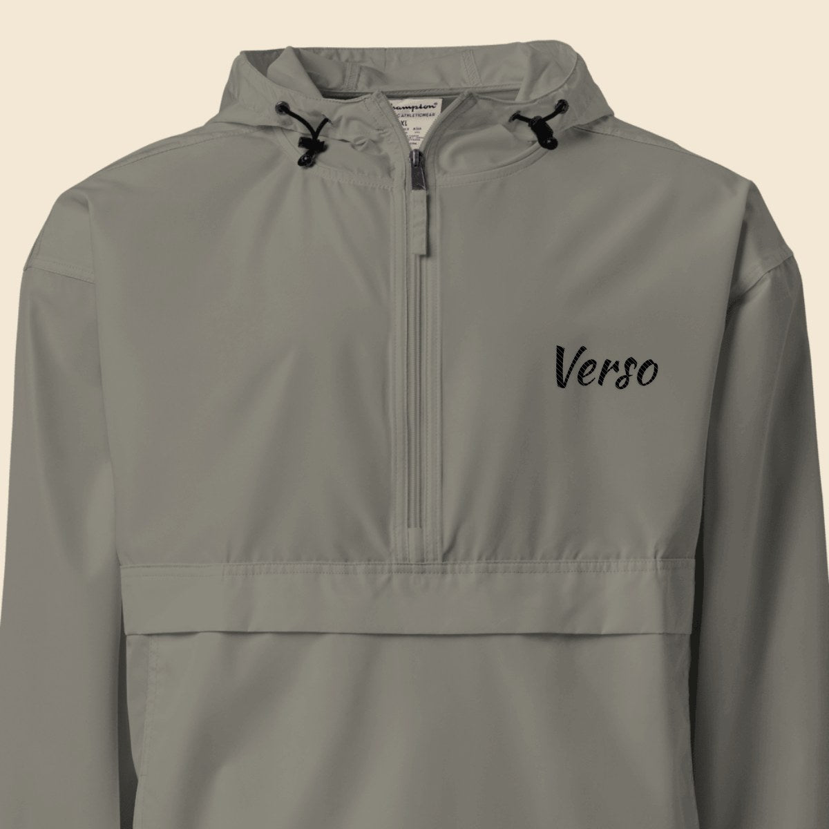 Anorak Packable personnalisable, coloris Graphite, Verso Paris · exemple Graphite · logo Verso