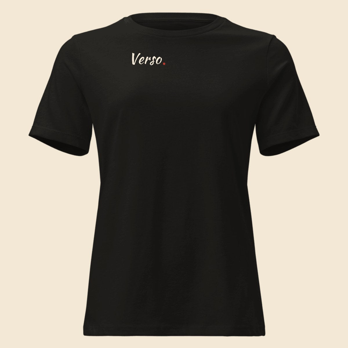 women-relaxed-tee-studio · exemple Noir · logo Verso