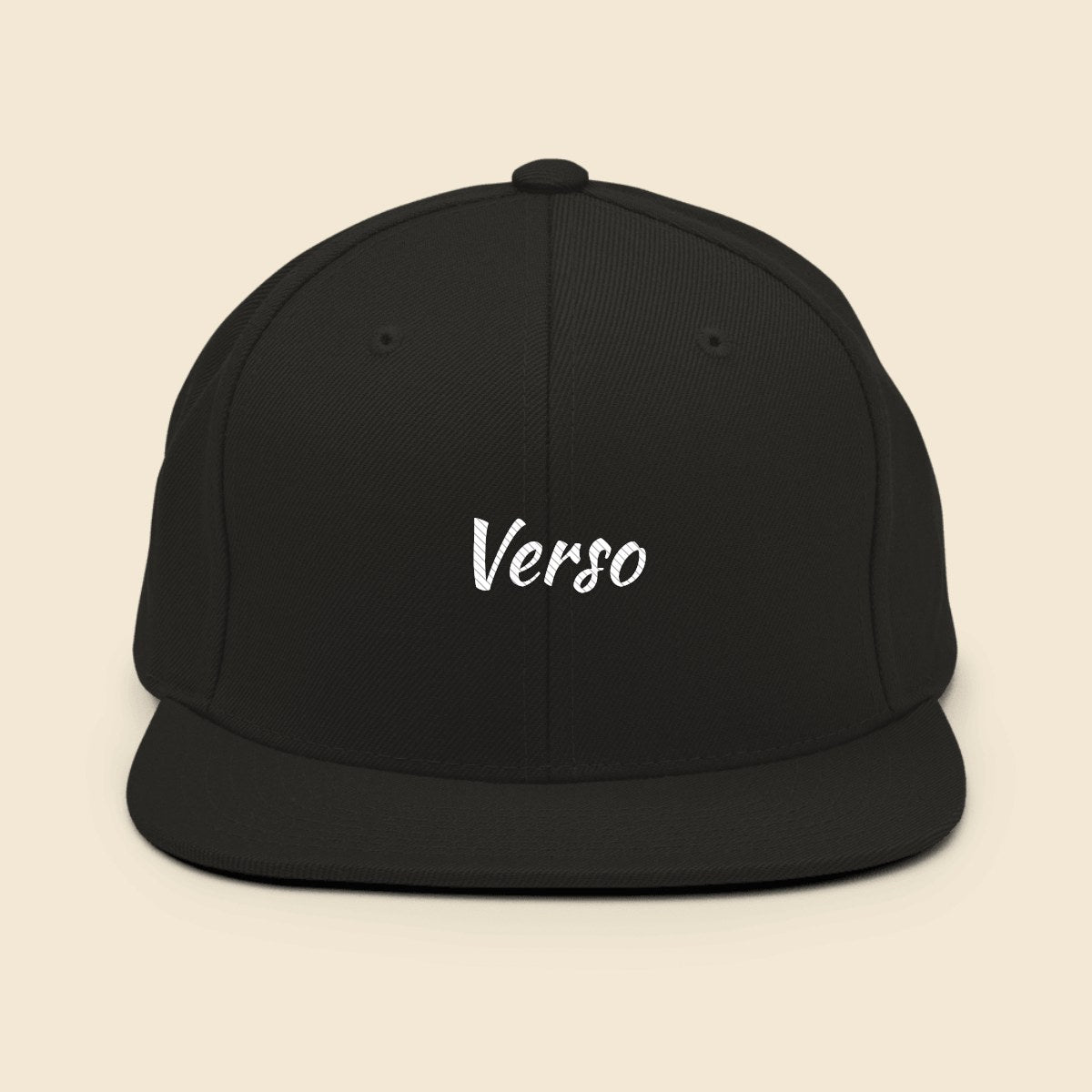 Snapback personnalisable, coloris Noir, Verso Paris · exemple Noir · logo Verso
